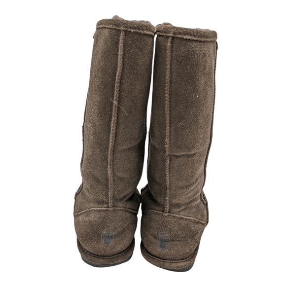 Bearpaw Women's 7 Suede Winter Boots Tall Bootie Sheepskin Lined Chocolate Brown - Picture 4 of 12